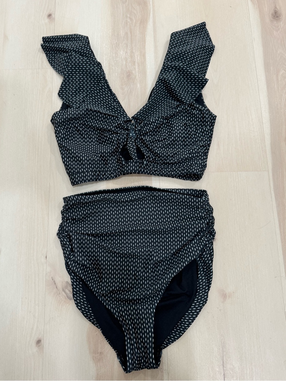 Albion Midnight Dash Women's 2 Piece Swimsuit Black White High Waist XS/S - Picture 4 of 16